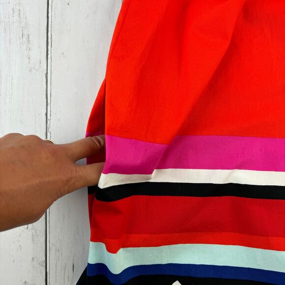 Kate Spade New York Black Red Geo Babydoll Belted Sleeveless Dress  Size XS - Picture 13 of 16